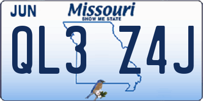 MO license plate QL3Z4J
