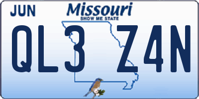 MO license plate QL3Z4N