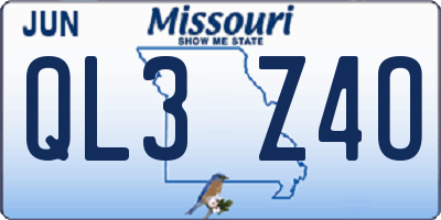 MO license plate QL3Z4O