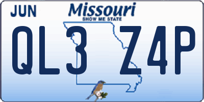 MO license plate QL3Z4P