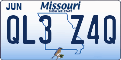 MO license plate QL3Z4Q