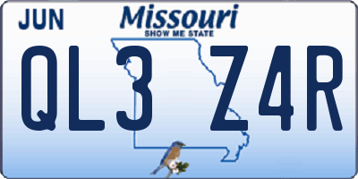 MO license plate QL3Z4R