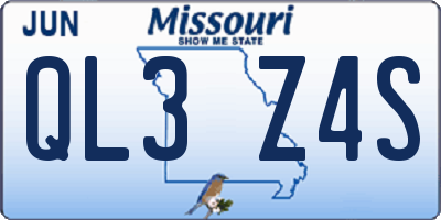 MO license plate QL3Z4S