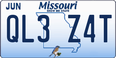 MO license plate QL3Z4T