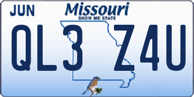 MO license plate QL3Z4U
