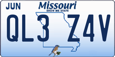 MO license plate QL3Z4V