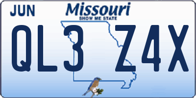 MO license plate QL3Z4X