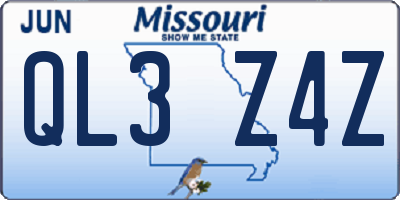 MO license plate QL3Z4Z