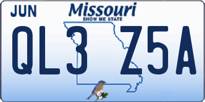 MO license plate QL3Z5A