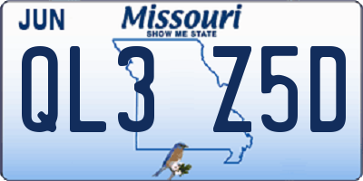MO license plate QL3Z5D