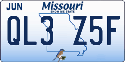 MO license plate QL3Z5F