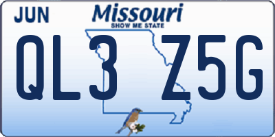 MO license plate QL3Z5G