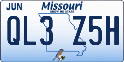 MO license plate QL3Z5H