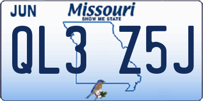 MO license plate QL3Z5J