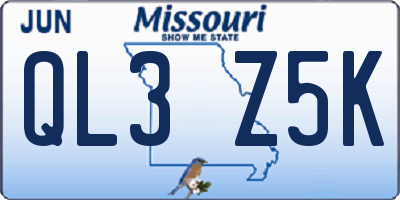 MO license plate QL3Z5K