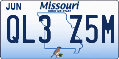 MO license plate QL3Z5M