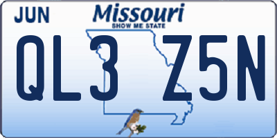 MO license plate QL3Z5N