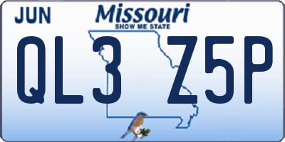 MO license plate QL3Z5P