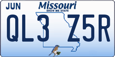 MO license plate QL3Z5R