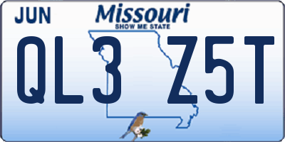 MO license plate QL3Z5T