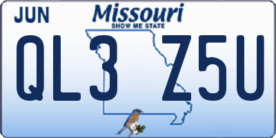 MO license plate QL3Z5U