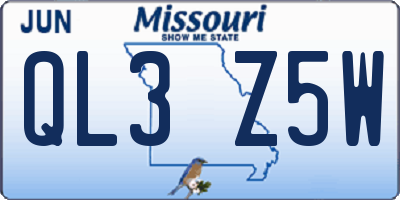 MO license plate QL3Z5W