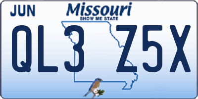 MO license plate QL3Z5X