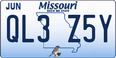 MO license plate QL3Z5Y