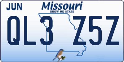 MO license plate QL3Z5Z