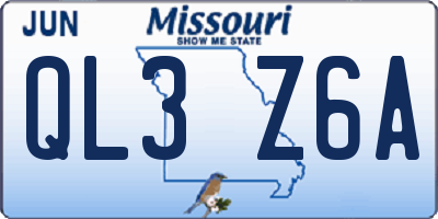 MO license plate QL3Z6A