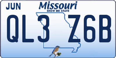MO license plate QL3Z6B