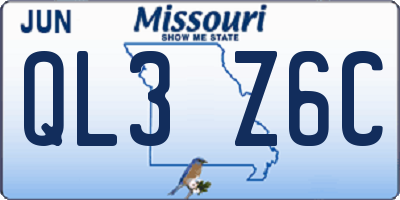 MO license plate QL3Z6C
