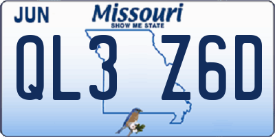 MO license plate QL3Z6D