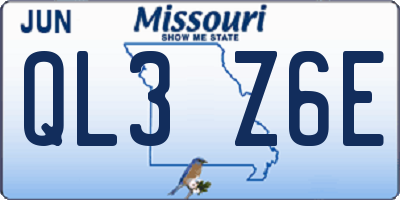 MO license plate QL3Z6E