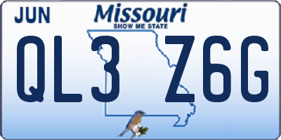 MO license plate QL3Z6G