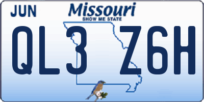 MO license plate QL3Z6H