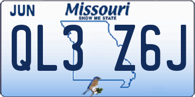 MO license plate QL3Z6J