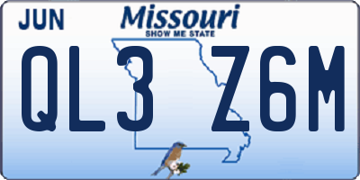 MO license plate QL3Z6M