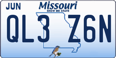 MO license plate QL3Z6N