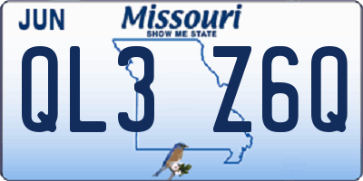 MO license plate QL3Z6Q