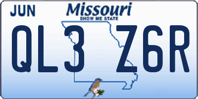 MO license plate QL3Z6R