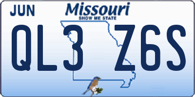 MO license plate QL3Z6S