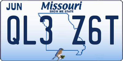 MO license plate QL3Z6T
