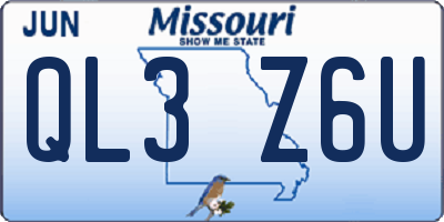 MO license plate QL3Z6U