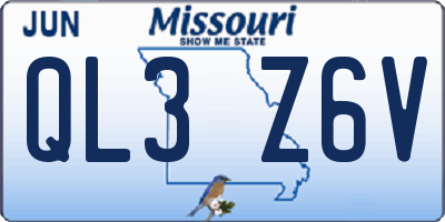 MO license plate QL3Z6V