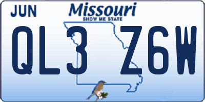 MO license plate QL3Z6W
