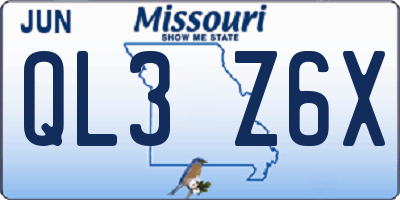 MO license plate QL3Z6X