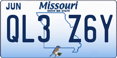 MO license plate QL3Z6Y