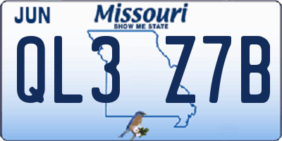 MO license plate QL3Z7B
