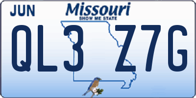 MO license plate QL3Z7G